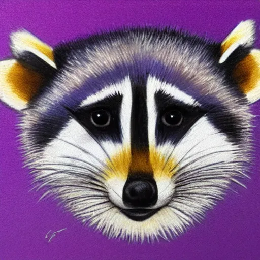 Prompt: purple raccoon