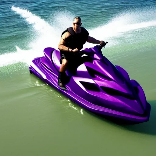 Image similar to thanos riding jetski at costco