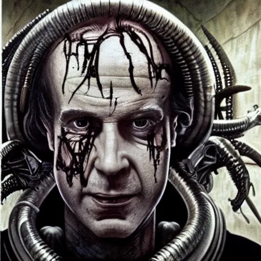 Image similar to film still of saul goodman in aliens, by h. r. giger, very detailed, realistic