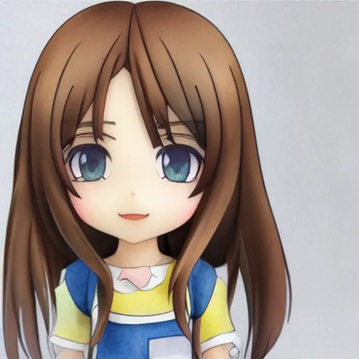 Image similar to beautiful water color concept art of face detailing cute nendoroid girl in the style of Julian Opie, toon rendering, close-up, no shade, modern art, kyoto animation, manga, 3/4 view