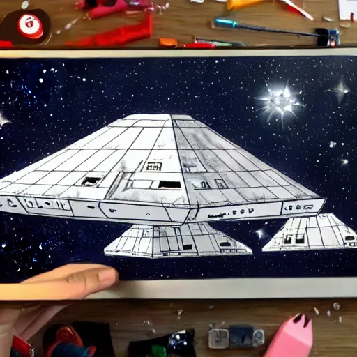 Image similar to imperial star destroyer in space sanrio art style trending on art station