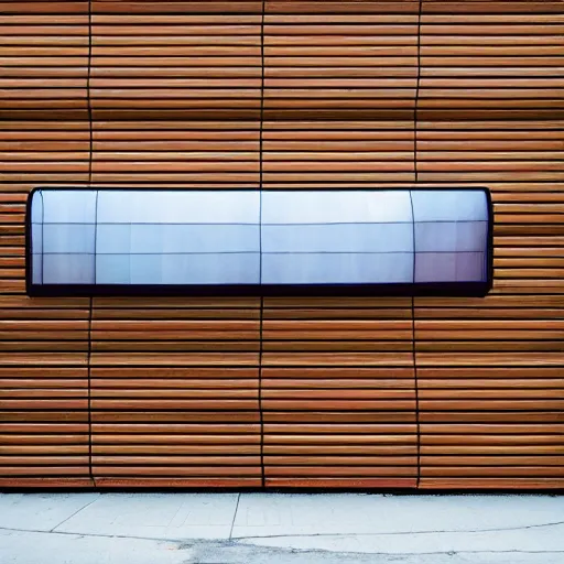 Image similar to a photo of a sagging and bulging building facade. the facade is made of wood and translucent glossy plastic. the facade is an inflated balloon. closeup photo, architectural photography, 8k, photorealistic.