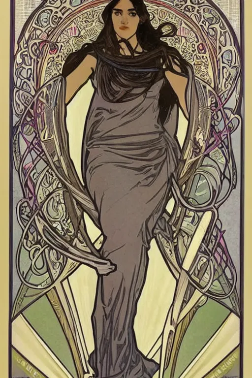 Image similar to Alexandria Ocasio-Cortez art nouveau Alphonse Mucha