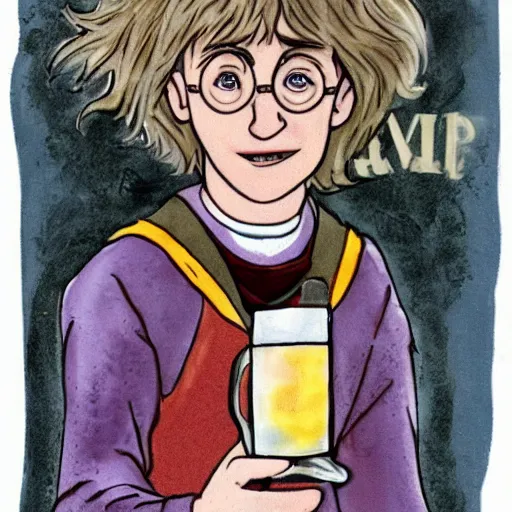 Image similar to harry potter drinking a potion