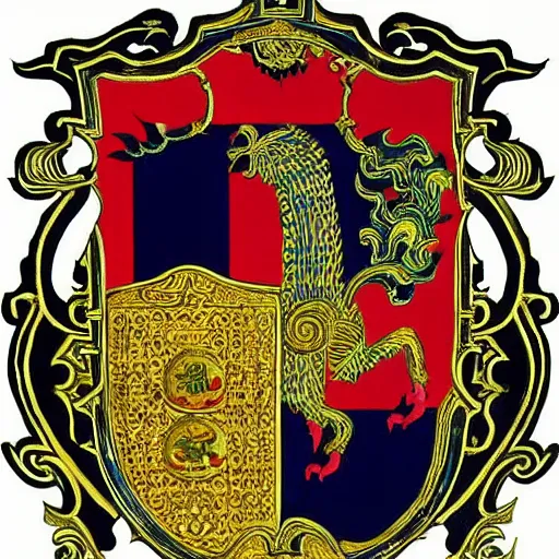 Image similar to “ asian heraldry, highly detailed, painted, realistic, historical, coat of arms ”