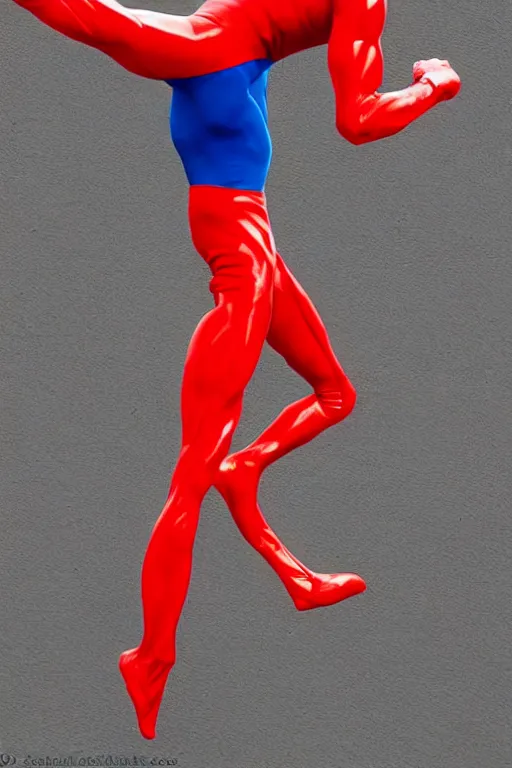 Image similar to elastic man, plastic man, fantastic man, stretching like taffy. malleable, strong superhero with rubbery muscles.