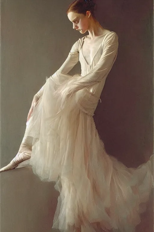 Image similar to portrait of a gorgeous graceful young irish prima ballerina, by donato giancola and berthold woltze.