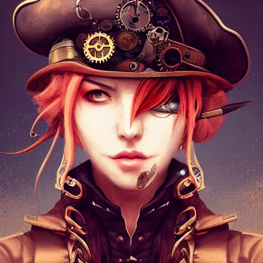 Image similar to portrait of a steampunk pirate, by guweiz and wlop and artgerm