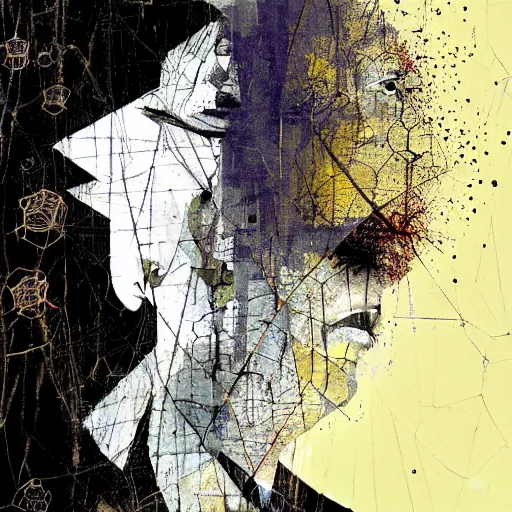 Prompt: no fears, okay one fear, glitch art by Dave McKean