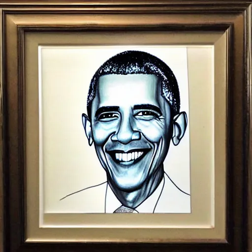 Prompt: crayon drawing portrait of barack obama, high detail