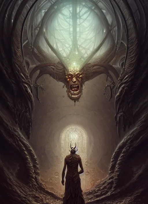 Image similar to portrait shot demon in a scenic dystopian environment, intricate, elegant, highly detailed, centered, digital painting, artstation, concept art, smooth, sharp focus, illustration, artgerm, tomasz alen kopera, peter mohrbacher, donato giancola, joseph christian leyendecker, wlop, boris vallejo