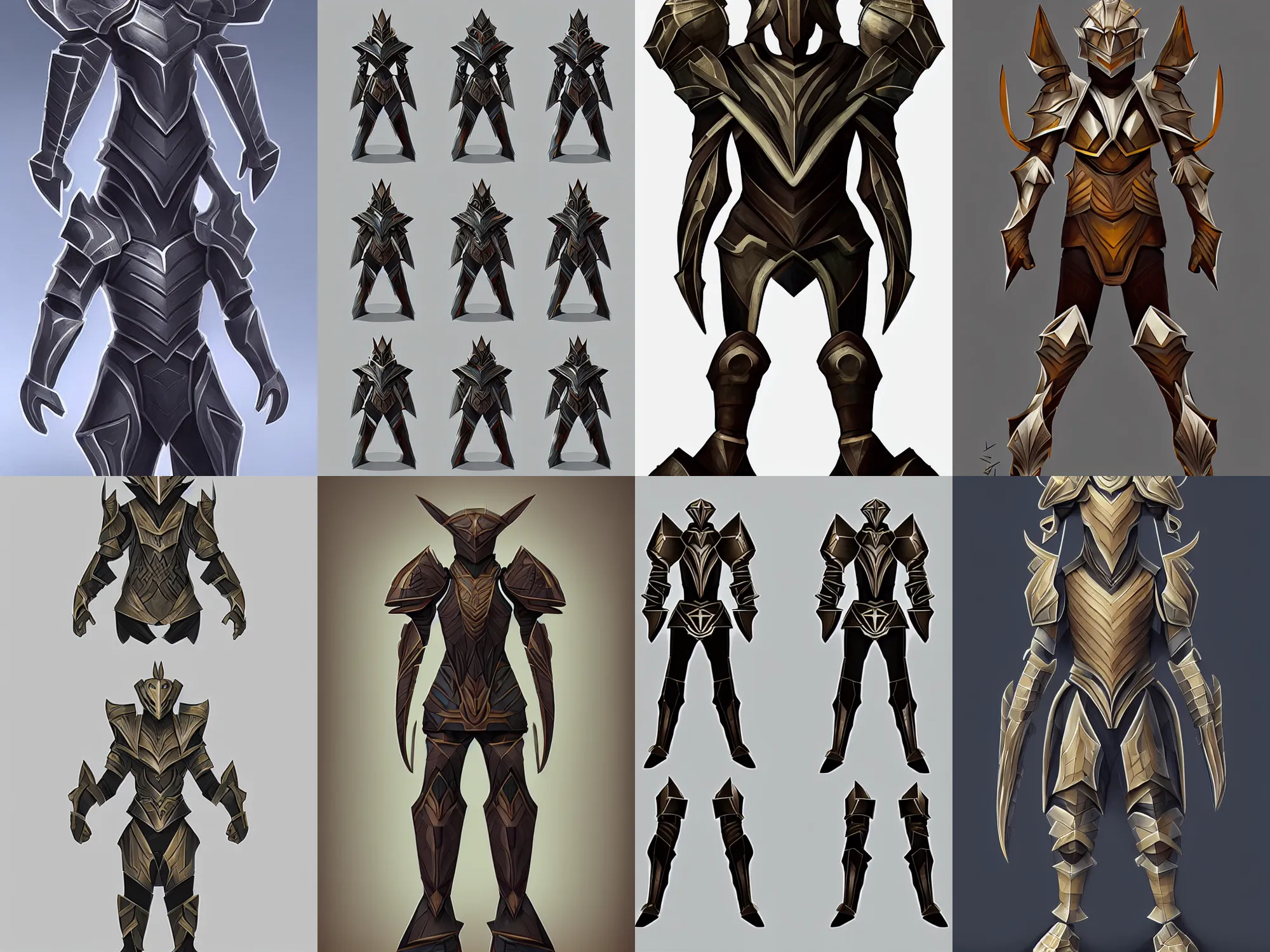 Prompt: geometric armor, character concept, fantasy concept art