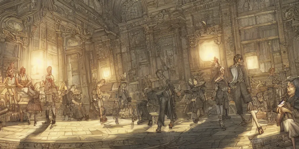 Image similar to but we refuse to believe that the bank of justice is bankrupt. ultrafine highly detailed colorful illustration, intricate linework, sharp focus, octopath traveler, final fantasy, unreal engine highly rendered, global illumination, radiant light, intricate environment