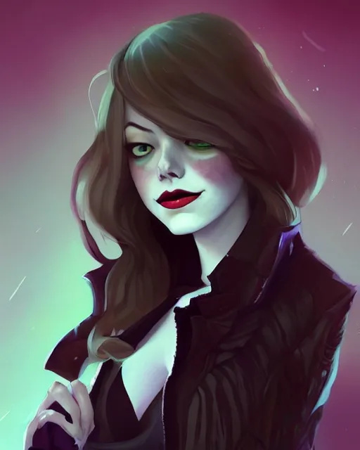 Image similar to a portrait of a beautiful full body Emma Stone vampire, art by lois van baarle and loish and ross tran and rossdraws and sam yang and samdoesarts and artgerm, digital art, highly detailed, intricate, sharp focus, Trending on Artstation HQ, deviantart, unreal engine 5, 4K UHD image