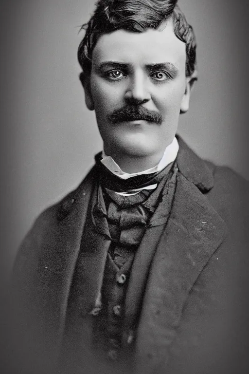 Image similar to official Portrait of a jolly victorian gentleman, male, cheerful, happy, detailed face, victorian, highly detailed, cinematic lighting, photograph, black and white