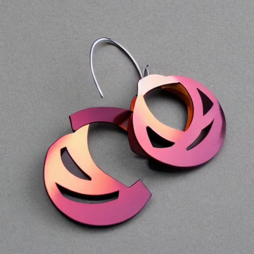 Image similar to segmented 2d laser cut earrings, geek