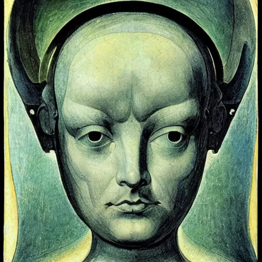 Image similar to a portrait of a female android by william blake