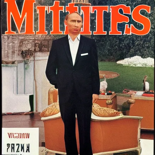 Prompt: Vladmir putin portrait photo artwork by Slim Aarons in 1965 TIMES magazine cover photo