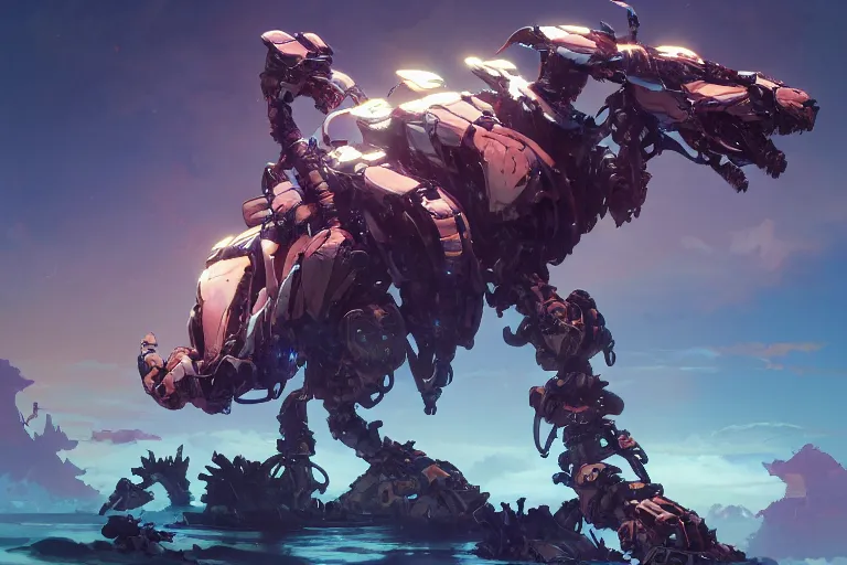 Image similar to clamberjaw machine mecha animal beast robot of horizon forbidden west horizon zero dawn bioluminiscence, behance hd by jesper ejsing, by rhads, makoto shinkai and lois van baarle, ilya kuvshinov, rossdraws global illumination