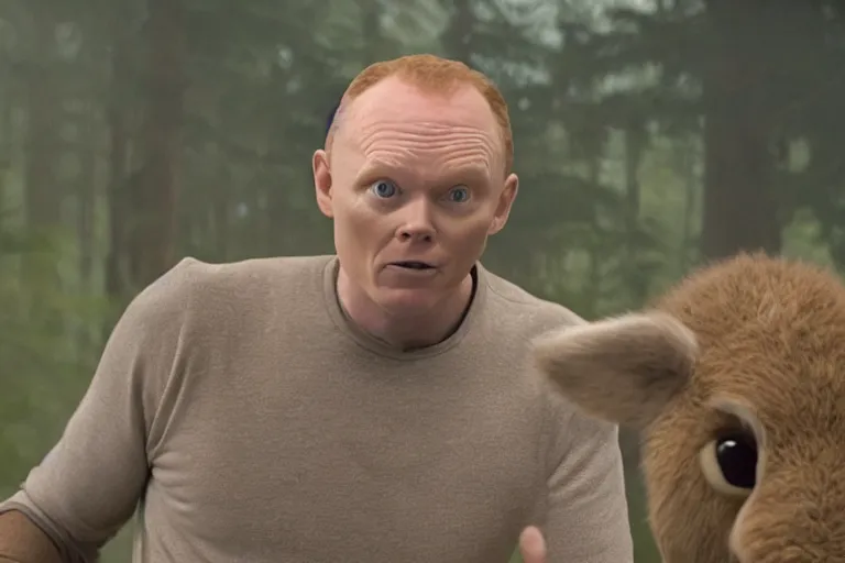 Prompt: a film still of Bill burr in bambi, high quality