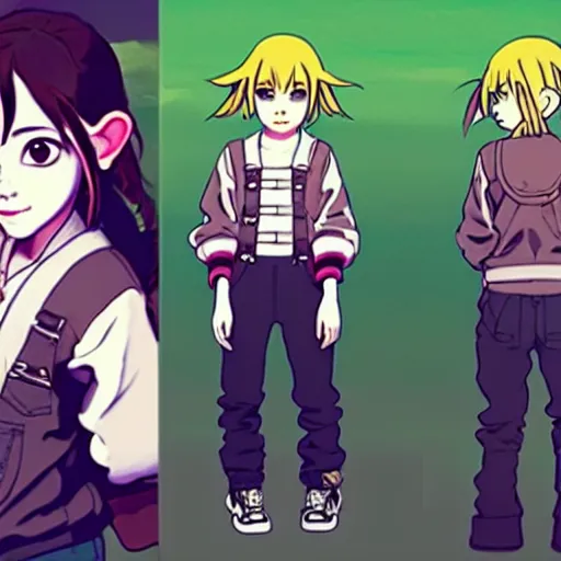 Image similar to beautiful boyish emma watson in majora's mask, wearing oversized mayan bomber jacket with overalls and leotard, bulky poofy bomber jacket with mayan patterns, aztec street fashion, gapmoe yandere grimdark, trending on pixiv fanbox, painted by greg rutkowski makoto shinkai takashi takeuchi studio ghibli, akihiko yoshida