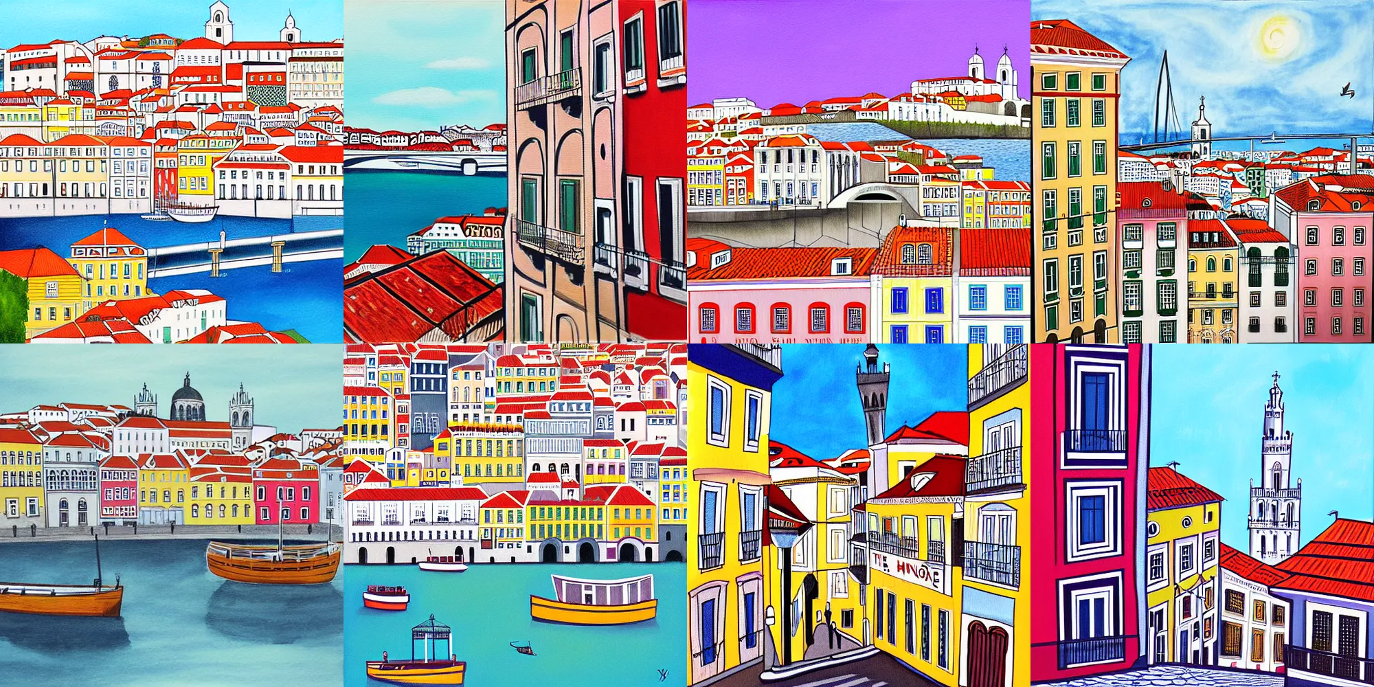 Prompt: The City of Lisbon, illustration painting by Xulia Vicente