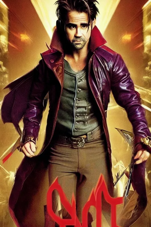 Image similar to Colin Farrell has Gambit In the style of Serge Marshennikov