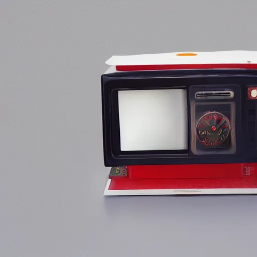 Prompt: a watch from 1 9 8 0 with an old tv screen, inspired by hartmut esslinger
