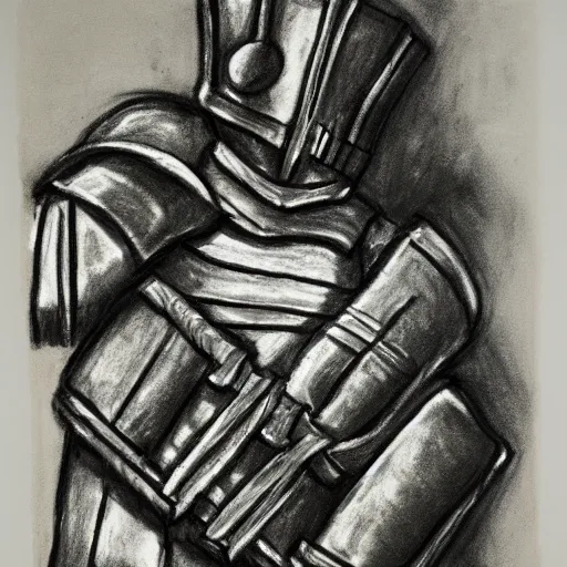 Image similar to a charcoal drawing of a full armored knight holding up a cannabis leaf. parchment paper. high details.