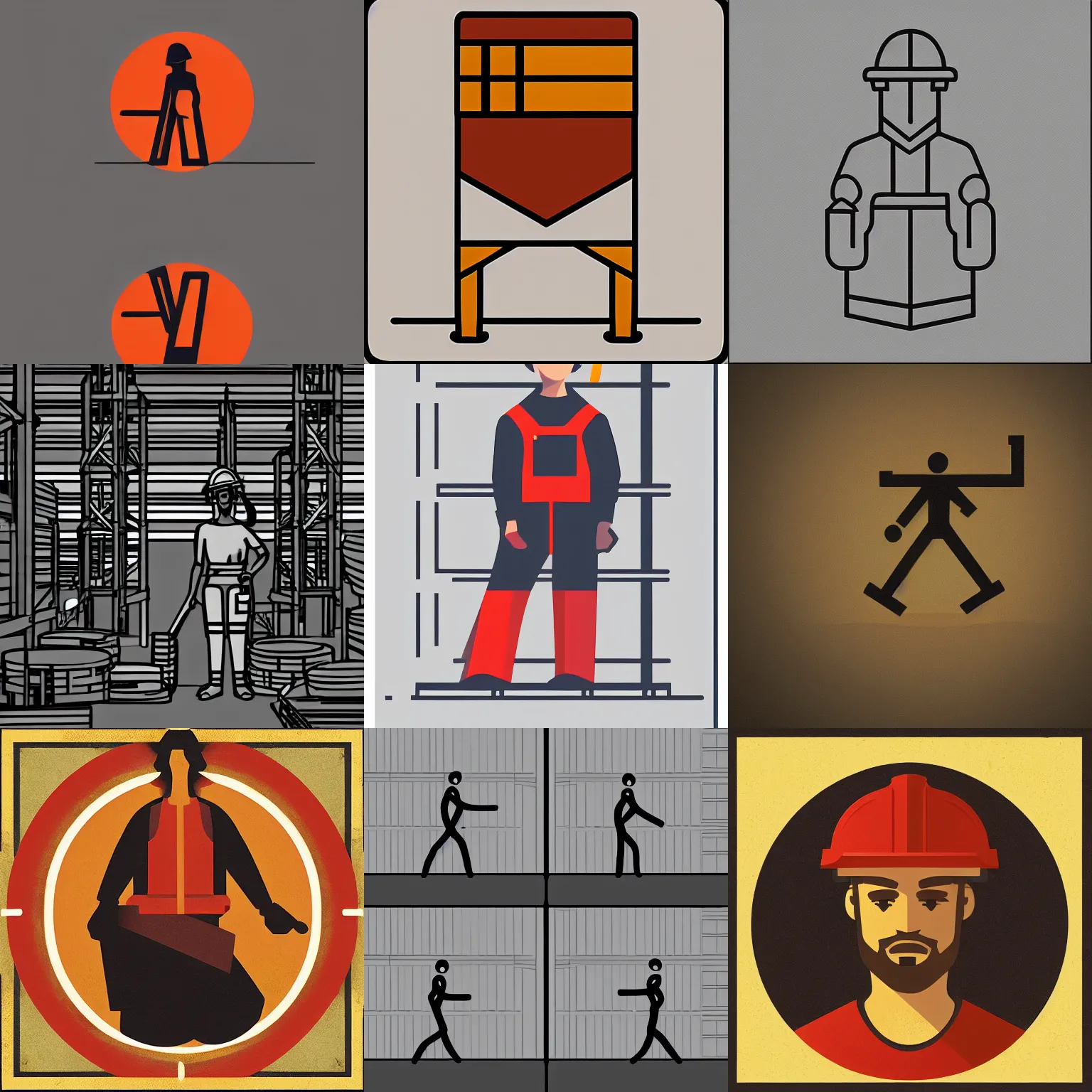 Prompt: icon of warehouse worker stylized minimalist behance, by james cameron, william - adolphe bouguereau