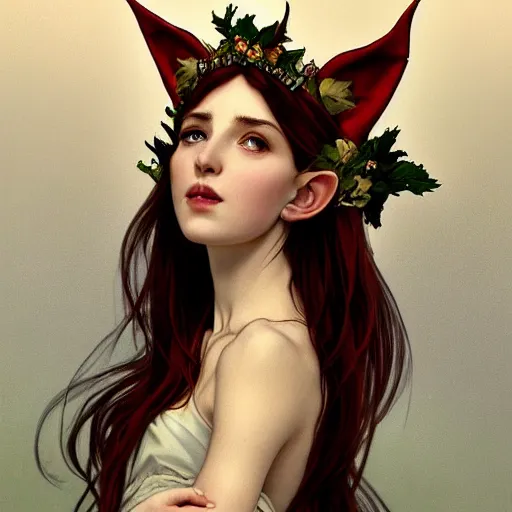 Prompt: portrait of gorgeous elf, rose crown, thorn background, smaller ears headshot, pale skin, 4k, rule of thirds, extreme detail, detailed drawing, trending artstation, hd, fantasy, D&D, realistic lighting, by Alphonse Mucha, Greg Rutkowski, sharp focus, backlit, bright white hair, elegant