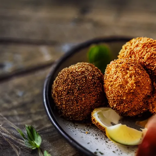 Image similar to close up photo of a chicken laying scotch eggs