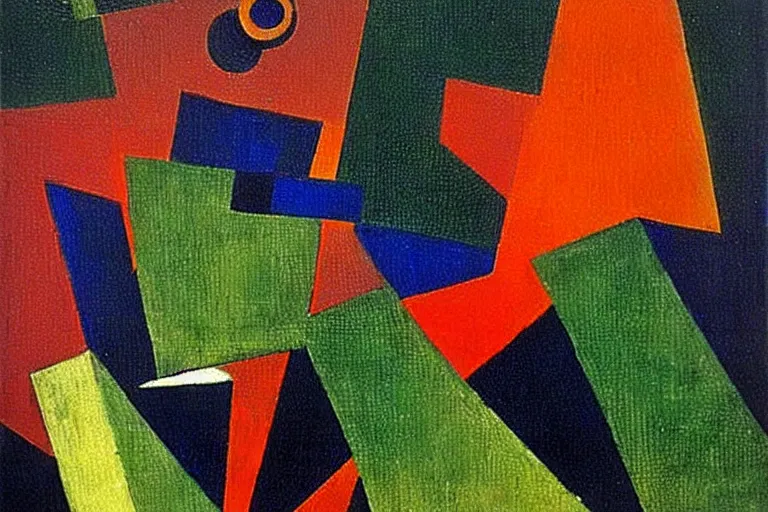 Image similar to born under a bad sign, watches, radios, good luck and trouble are my only friends, colors white!!, orange, dark green, dark blue, abstract oil painting by max ernst