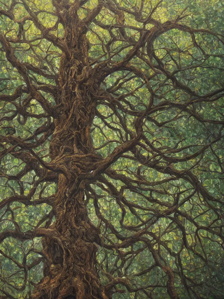 Prompt: Trending on artstation, highly detailed oil painting of a tree