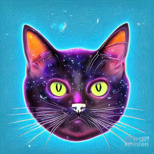 Image similar to space cat, highly detailed, centered, digital painting