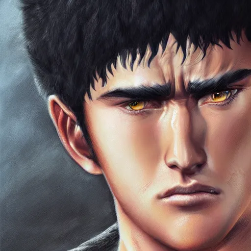 Prompt: photorealistic digital painting portrait of guts from berserk extremely detailed, made by wlop and maxwell boas