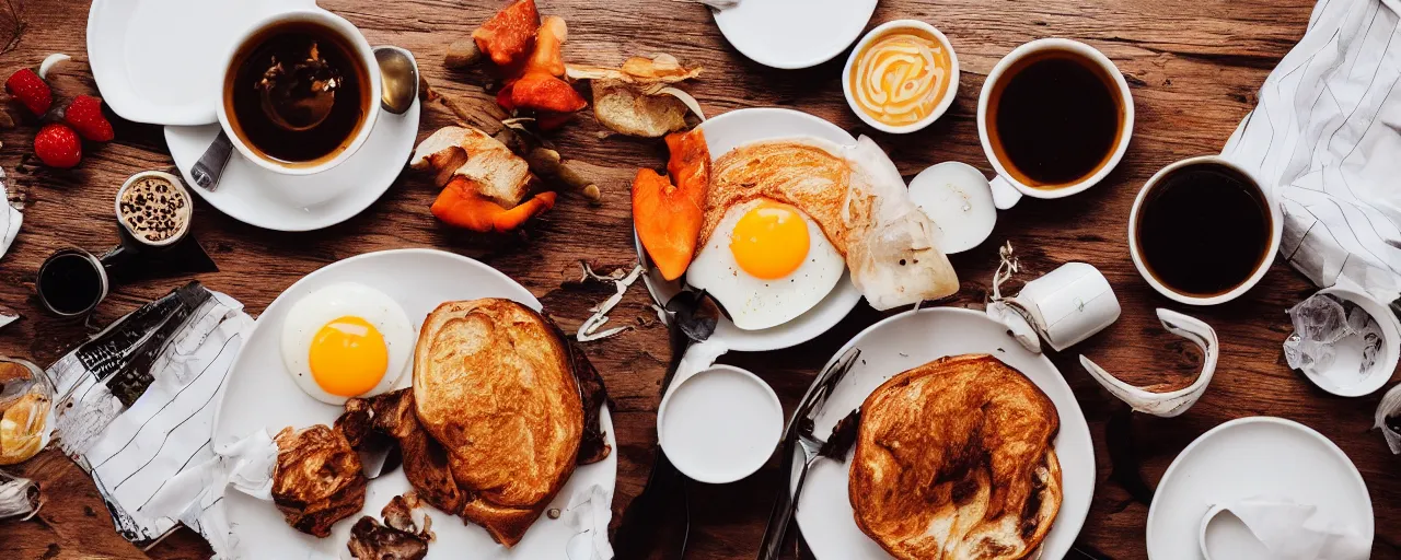 Prompt: breakfast, authentic, zeiss, 3 5 mm, dslr, food photography, isometric, tasty, wide shot, studio, gmaster, cooking, food, kodak, sony, canon