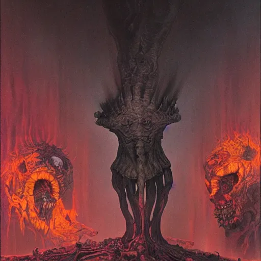 Prompt: a horrifying depiction of hell by wayne barlowe