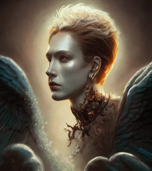 Image similar to portrait, heavens last angel by pascal blanche, karol bak, tom bagshaw, james jean, rococo, craig mullins, steven belledin, digital painting, sharp focus, 3 d character concept, volumetric lighting, octane render, 8 k, hyper detailed.