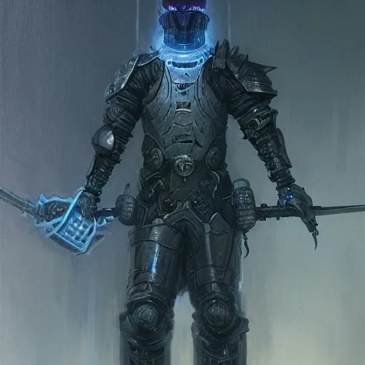 Prompt: the eldritch void knight as a realistic d & d scifi cyberpunk knight, closeup portrait art by donato giancola and greg rutkowski, vintage retro scifi, realistic face, digital art, trending on artstation, symmetry!!