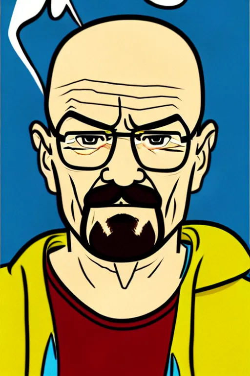 Prompt: walter white, in the style of dan parent, as drawn by dan parentfor archie comics,