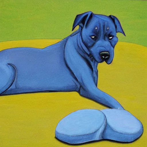 Prompt: a lazy blue dog