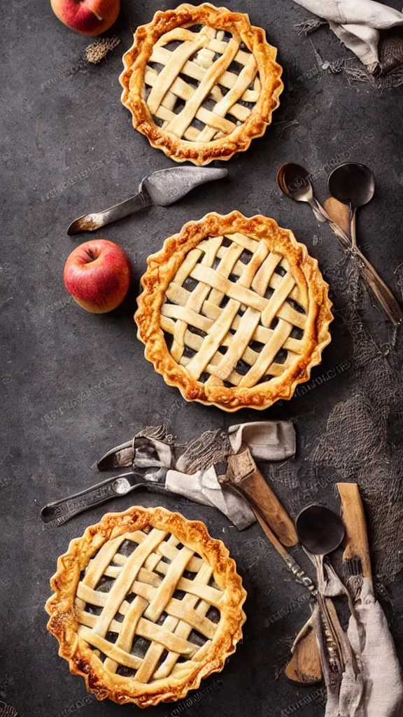 Prompt: apple pie!!!!!!! pastry lattice, detailed fine food culinary elegant