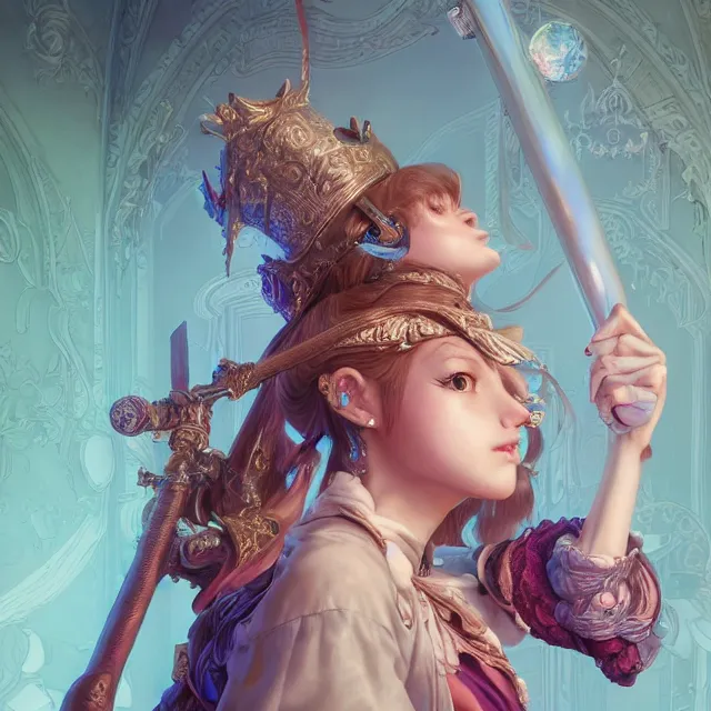 Image similar to studio portrait of neutral good colorful female cleric bard healer as absurdly beautiful, elegant, young skinny gravure idol, ultrafine hyperrealistic illustration by kim jung gi, irakli nadar, intricate linework, sharp focus, bright colors, octopath traveler, final fantasy, unreal engine highly rendered, global illumination, radiant light, intricate environment