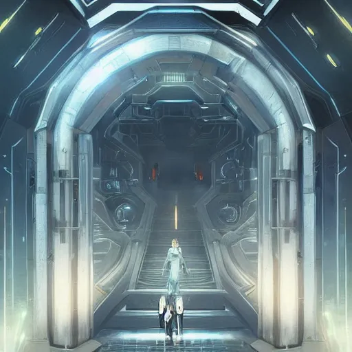 Image similar to the entrance to an impenetrable vault, elegant digital illustration by greg rutkowski, cyberpunk, android netrunner