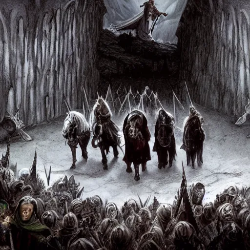 Image similar to followship of the ring entering moria