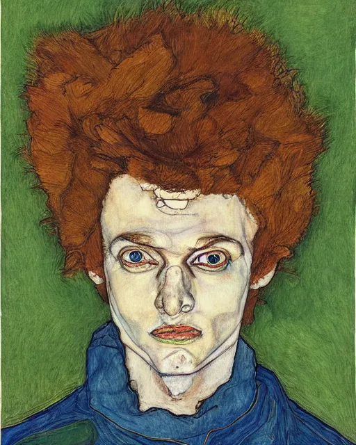 Image similar to portrait of morty by egon schiele in the style of greg rutkowski