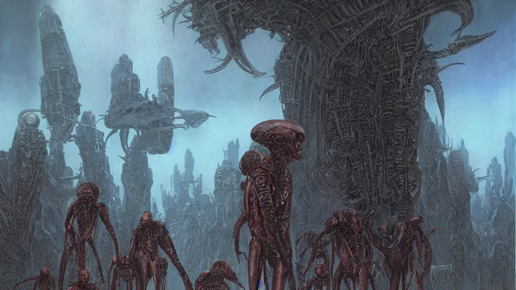 Image similar to alien empire by Wayne Barlowe