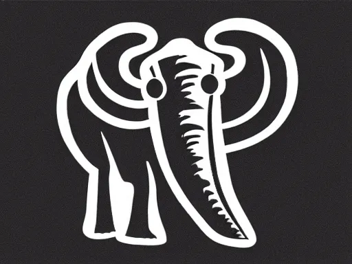 Image similar to stylized wooly mammoth!!! sports logo!!! black and white logo design sketch