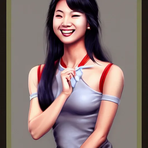 Prompt: asian woman smiling, by artgerm